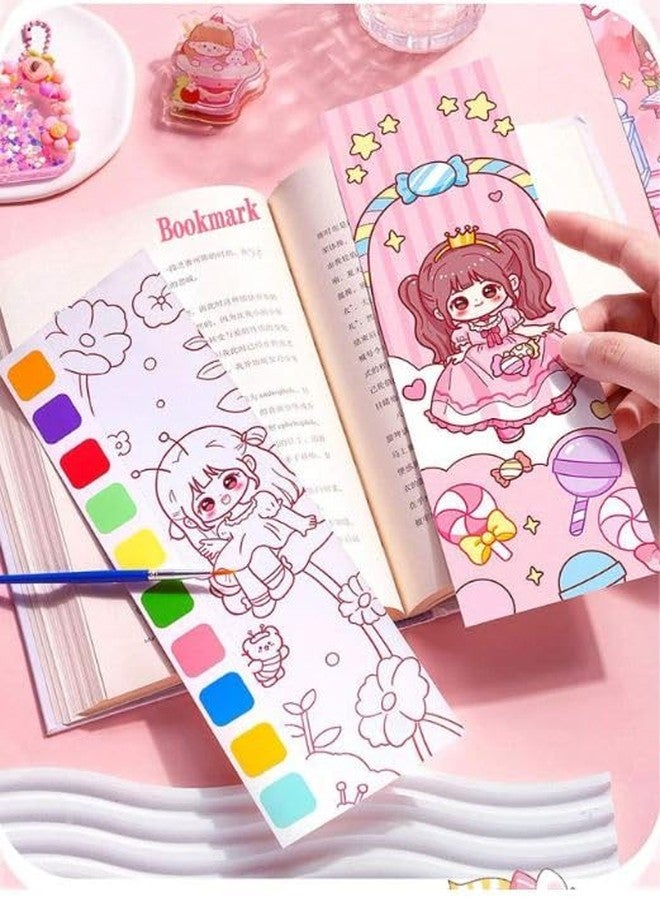 OANGO كتاب تلوين بالألوان المائية لدمى الأطفال من أوانجو، كتاب رسم وتلوين، مجموعتان مع فرشاة، لوحات مائية صغيرة للسفر، كتب طلاء سحرية صغيرة، مجموعة ورق رسم للبنات والأولاد الصغار - Image 4